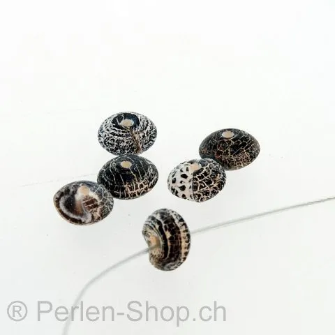 Heishi Black Achat Linse, Color: grey, Size: 8 mm, Qty: 10 pc.
