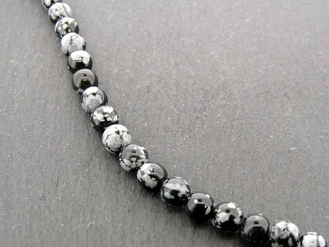 Snowflake Obsidian, Farbe: Grau, Grösse: ±5-6mm, Menge: 20 Stk.