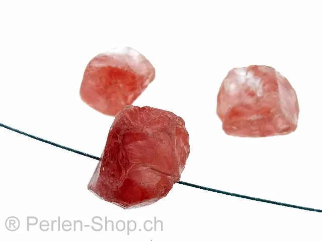 Sonderpreis Cherry Quarz, roh, Farbe: Rot, Grösse: ±11mm, Menge: ±34 Stk. Strang ±40 cm