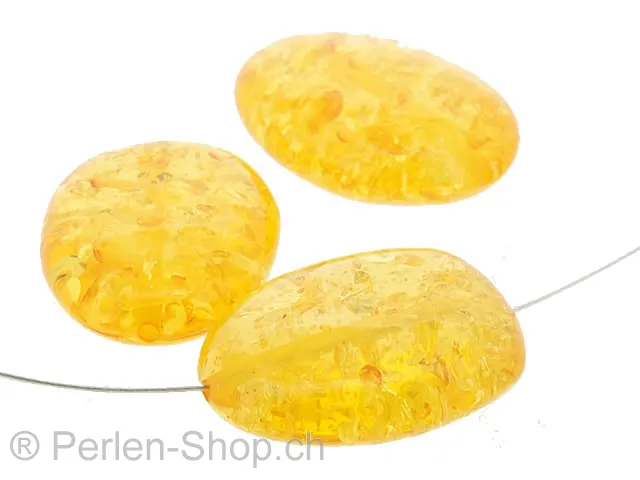 Synthetic resin Nugget, Color: orange, Size: ±24mm, Qty: 2 pc.