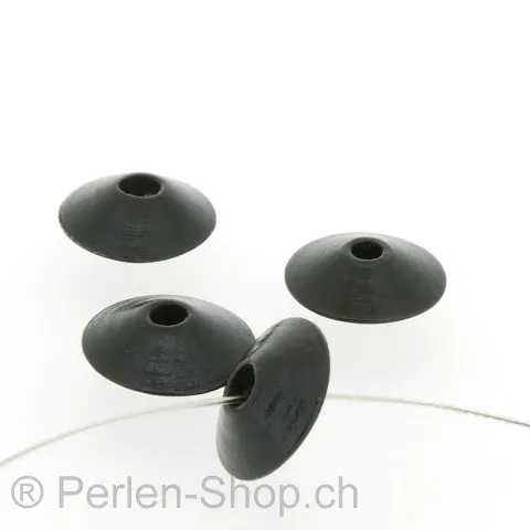 perle disque, Couleur: noir, Taille: ±15 mm, Quantite: 10 piece