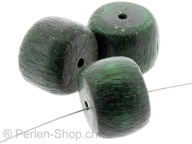 perle rouleau, Couleur: vert, Taille: ±14mm, Quantite: 2 piece