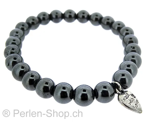 BULK Perles Rondelle en hématite, pierre semi précieuse, Couleur: gris, Taille: ±10mm, Quantite: chaîne ± 40cm, (±94 piece)