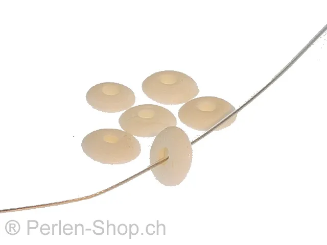Heishi perle disque, Couleur: blanc, Taille: ±7mm, Quantite: 10 piece