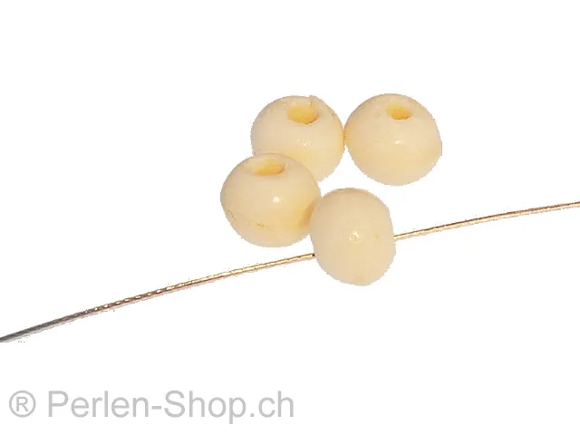 Bone Beads ball, Color: White, Size: ±5mm, Qty: 10 pc.