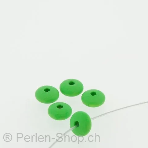 Heishi Holz Rolle, Farbe Grün, ±8x4mm, 100 Stk.
