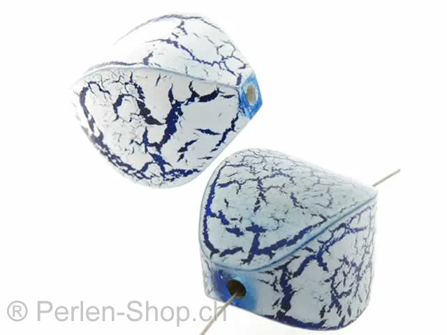 BULK perle bois ellipse, Couleur: bleu, Taille: 30 mm, Quantite: 25 piece