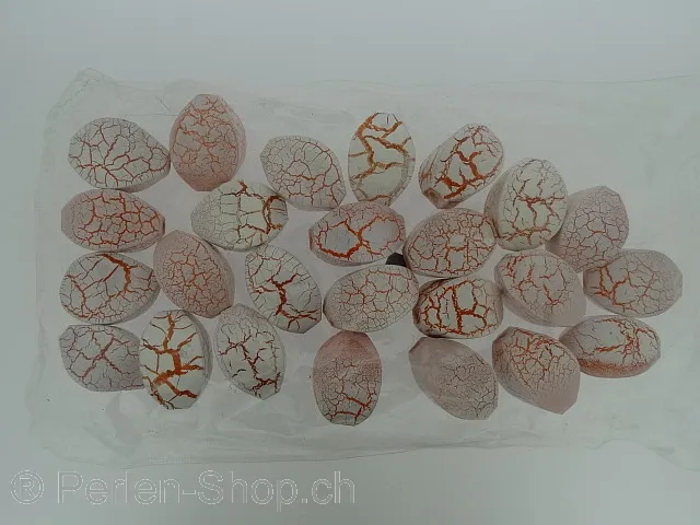 BULK perle bois ellipse, Couleur: orange, Taille: 30 mm, Quantite: 25 piece