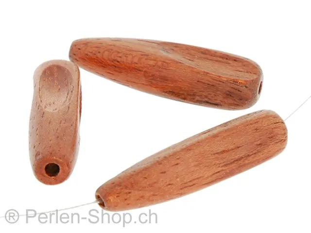 perle cloche bois rose, Couleur: brun, Taille: ±31 mm, Quantite: 5 piece