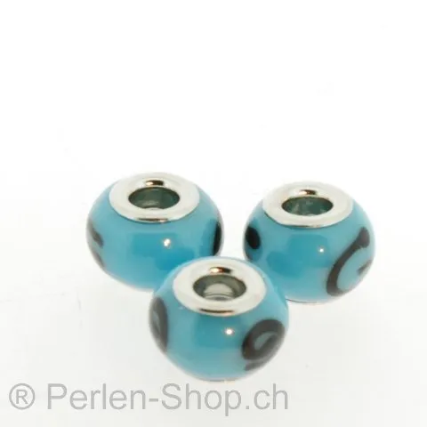 Troll-Beads Style perle de verre, bleu, ±10x13mm, 1 pcs.