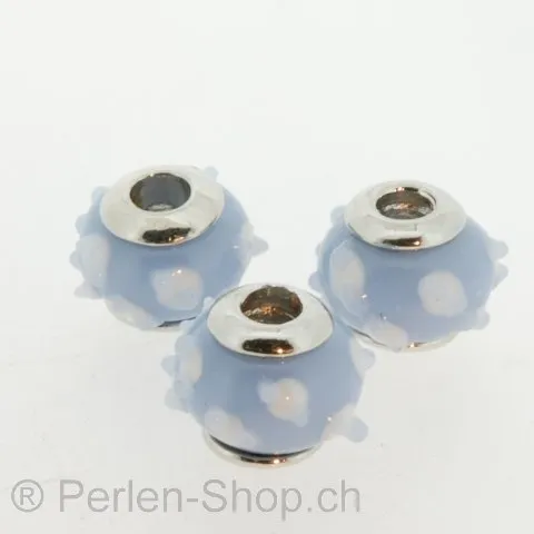 Troll-Beads Style perle de verre, bleu, ±12x14mm, 1 pcs.