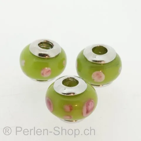 Troll-Beads Style Glasperlen schraubbar, grün, ±12x14mm, 1 Stk.