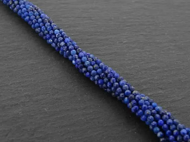 Lapis Lazuli facetté, pierre semi-précieuse, Couleur: bleu, Taille: ±2mm, Quantité: 1 chain ±39cm