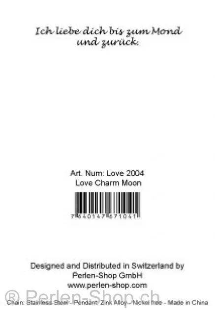 Love Charm – I Love you to the Moon and Back!, Qty: 1pc.
