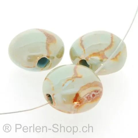 Ceramic Olive flach, Color: green, Size: ±20x22x13mm, Qty: 1 pc.