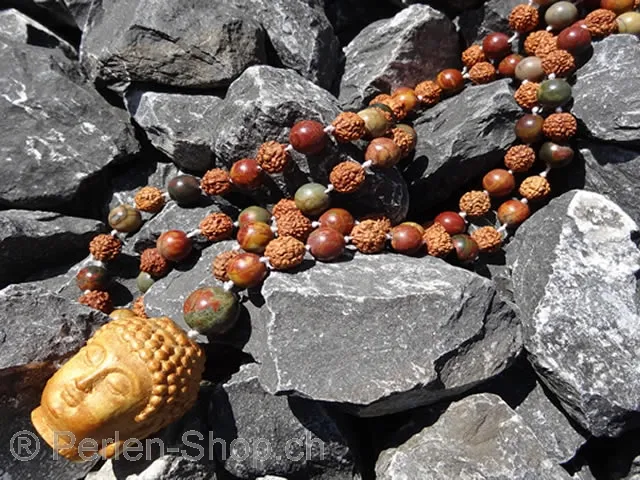Prayer Beads, Mala hand knotted, Color: brown, Size: ±110cm, Qty: 1 pc.