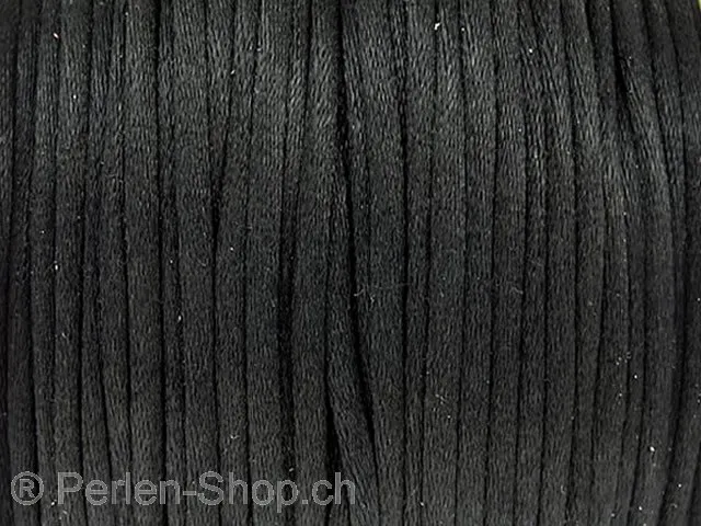 Sateen Cord, Color: black, Size: 2mm, Qty: 1 Meter