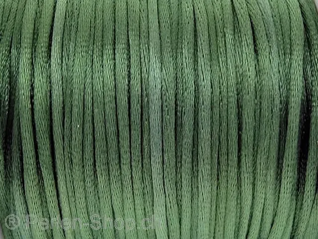 Satinbändel, Farbe: Grün, Grösse: 2mm, Menge: 1 Meter