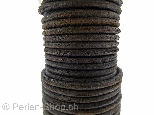 Leather Cord from coil, Color: black, Size: ±3.5mm, Qty: 1 meter