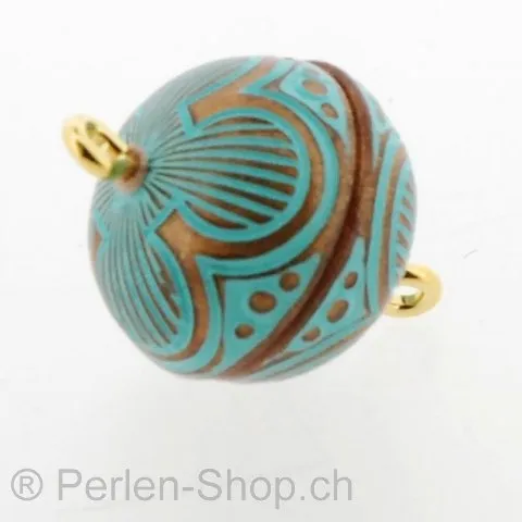 Magnetic Clasps round, Color: turquoise, Size: 14 mm, Qty: 2 pc.