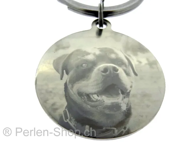 Engrave Stainless steel pendant with your own design, Color: Platinum, Size: ±33mm, Qty: 1 pc.
