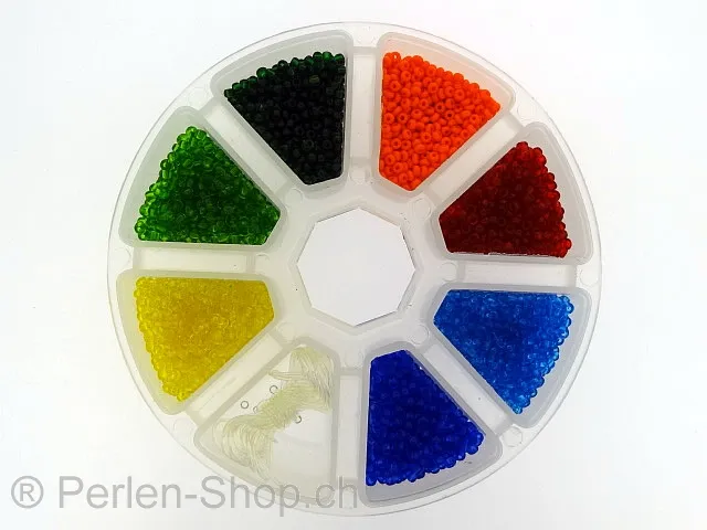 SeedBeads craft set with discount, Color: 7, multi, Size: ±2mm (11/0), Qty:±70 gr.