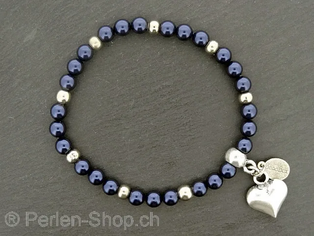 Swarovski Crystal Pearls 6mm Bracelet, Night Blue