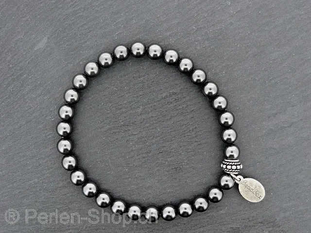 Swarovski Crystal Pearls 6mm Bracelet, Black Pearl