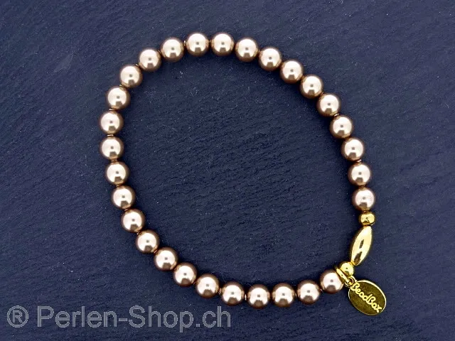 Swarovski Crystal Pearls 6mm Bracelet, Bronze
