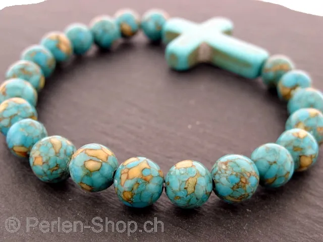Bracelet en pierre semi-précieuse turquoise avec perles de 8 mm