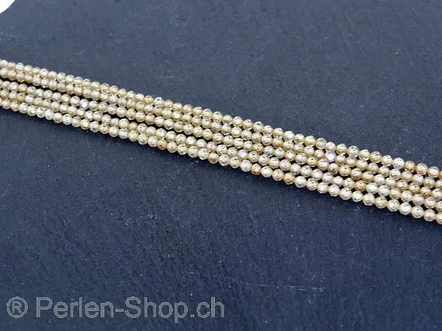 Zirkonia Perlen, Farbe: beige, Grösse: ±2.2mm, Menge: 1 strang ±40cm (±170 Stk.)