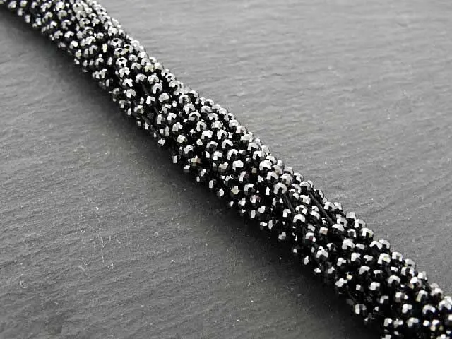 Zirconia Beads, Color: black, Size: ±2mm, Qty: 1 string ±38cm