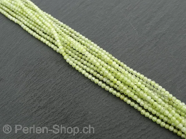 Zirkonia Perlen, Farbe: hell grün, Grösse: ±2mm, Menge: 1 strang ±40cm (±187 Stk.)
