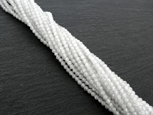 Zirkonia Perlen, Farbe: kristall, Grösse: ±2mm, Menge: 1 strang ±38cm