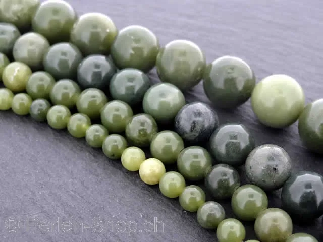 "Canada jade, Semi-Precious Stone, Color: green, Size: ±10mm, Qty: 1 string 16"" (±40 pc.)"