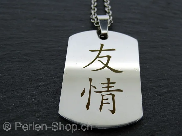Stainless steel chain with Chinese characters. Friendship