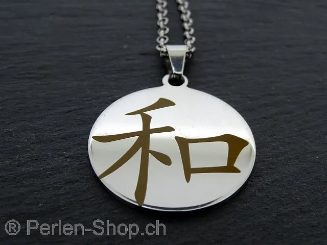Kette aus Edelstahl mit chinesischen Zeichen. Harmonie
