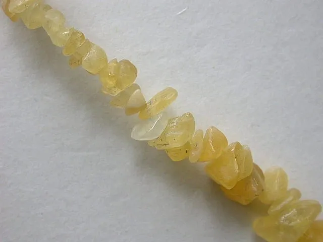 Yellow Jade, Semi-Precious Stone, chips, string 32"