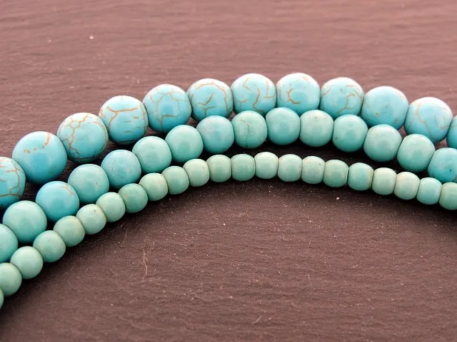 Turquoise (howlite), Semi-Precious Stone, Color: turquoise, Size: ±14-15mm, Qty: 5 pc.