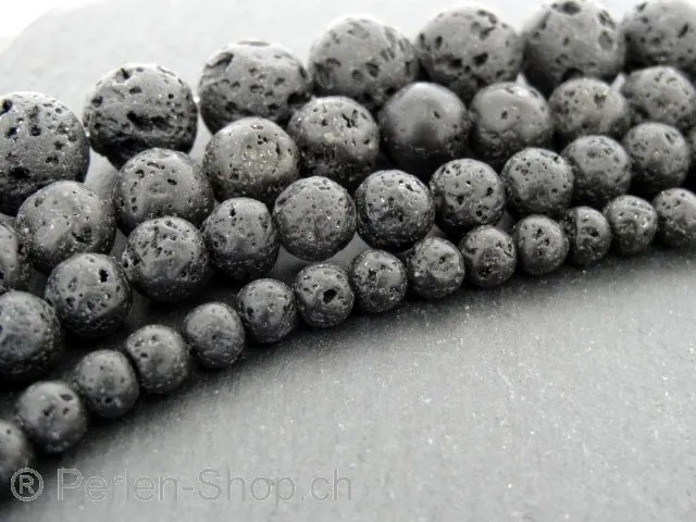 Lava Stone, Semi-Precious Stone, Color: black, Size: ±4mm, Qty: 1 string 16" (±86 pc.)