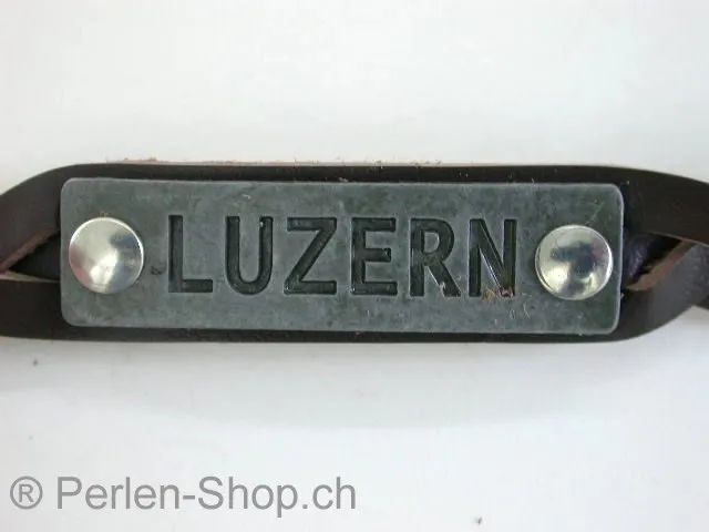 Braided leather bracelet with inscription, Luzern