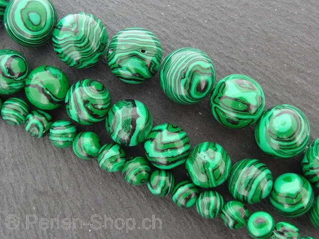 Malachite, Semi-Precious Stone, imitation, Color: green, Size: ±4mm, Qty: 1 string 16" (±100 pc.)
