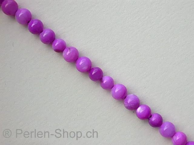 Muschelperlen, violett, ± 5mm, str. ± 40cm, ± 86 Stk.