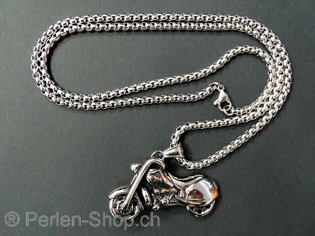 Stainless Steel Biker Jewelry, Color: Paltinum, Size Pendant: ±34x44mm, Qty: 1 set