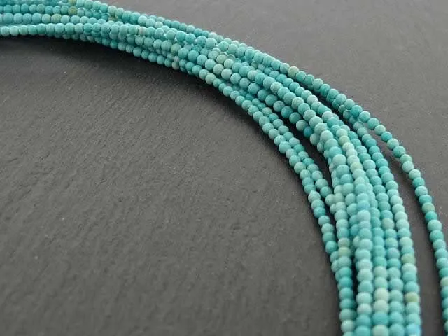 Turquoise Nature, Semi-Precious Stone, Color: Turquoise, Size: ±2mm, Qty: ±173 pc. String 40cm