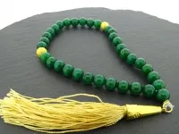 Chapelet de prière, Tesbih – Misbaha, Couleur: vert/or, Taille: ±23cm, Quantite: 1 piece