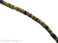 Heishi Holz Rolle, Farbe braun, Grösse: ±2-3mm, Menge: 1 Strang ±60cm