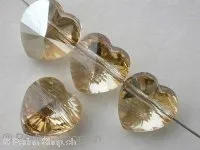 Swarovski heart beads, 5742, 10mm, crystal golden shadow, 1 pc.