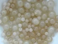 Glassbeads round, Color: beige, Size: ±6mm, Qty: 30 pc.