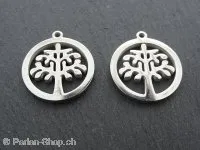 Stainless Steel Tree of Life, Color: Platinum, Size: ±19x2mm, Qty: 1 pc.